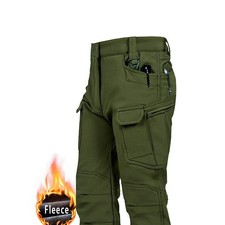 Men Soft Shell Fleece Trousers Waterproof Outdoor Tactical Combat Work Pants