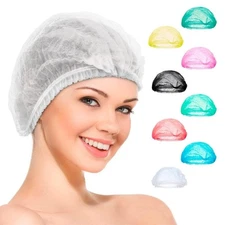 1000ct White Mob Caps 21" Hair Elastic Stretch Band Polypropylene Hats