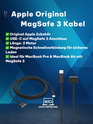   Apple Original USB-C auf MagSafe 3 Kabel   2 Meter - Schwarz