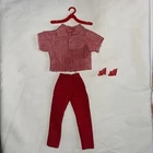 VTG Barbie Doll MOD Clone 50s 1960s Red Gingham Top Velvet Pants & Heels Shoes