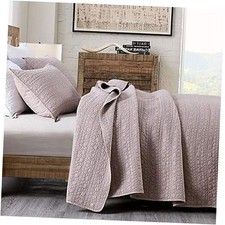 Quilt Set Queen Size Classic Geometric Spots Stitched Full/Queen Cameo Rose