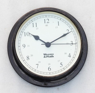Vgc Weems & Plath Marine SCHIFFS Boot Navigation 24-HOURS Dial Wanduhr Quarz