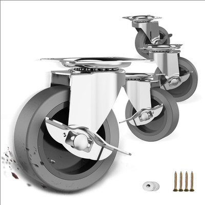 3 Inch Caster Wheels Set of 4, Heavy Duty Locking Plate Swivel Casters