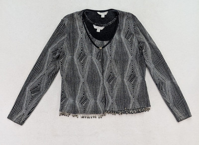 Conrad C Women's Twinset Top Size L Black White Evening Party Cocktail