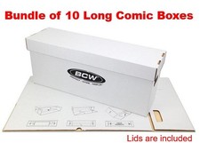 Bundle / 10 BCW Long Cardboard Comic Book Storage Boxes box holds 250-300 comics