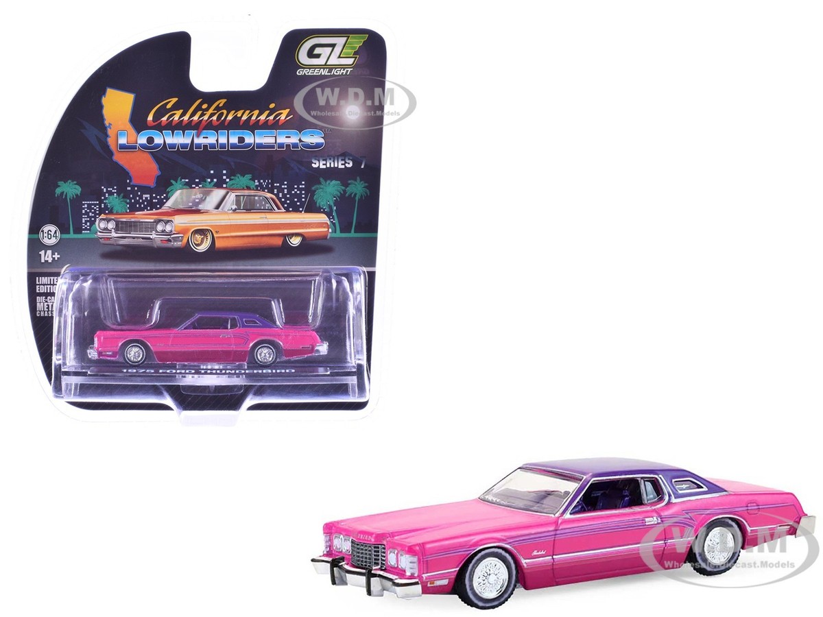 1975 FORD THUNDERBIRD LOWRIDER PINK 1/64 DIECAST MODEL BY