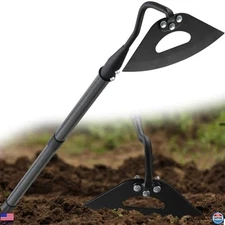 Heavy Duty Triangle Garden Hoe - 55" Adjustable Handle, Sharp Weeding Tool