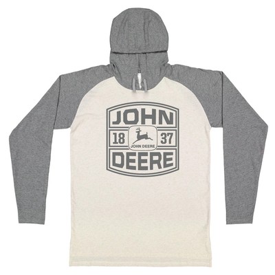 John Deere - 1837 Logo - Men's Long Sleeve Raglan with Hood - Many Sizes - New