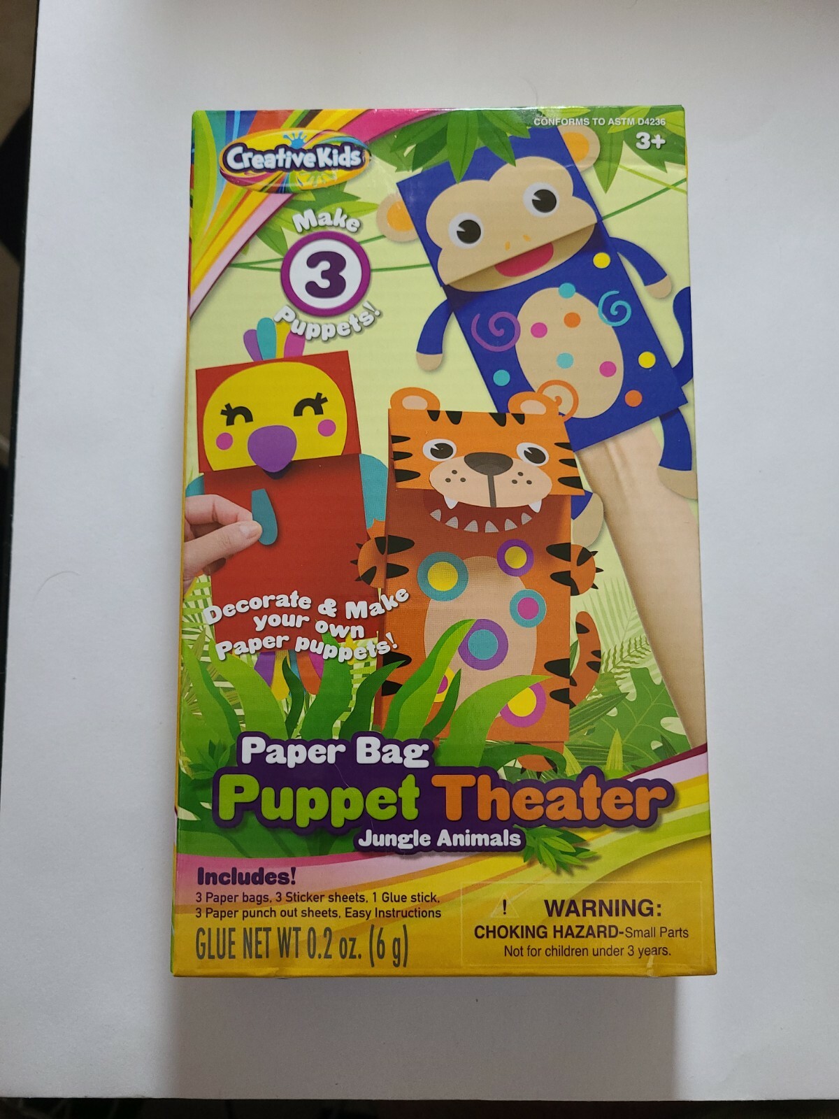 Creative Kids Paper Bag Puppet Theater Jungle Animals NEW