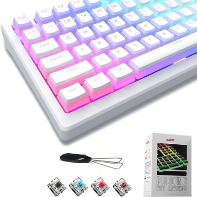 Pudding KeycapsDouble Shot PBT Keycap Set with Translucent Layer for DIY RGB LE