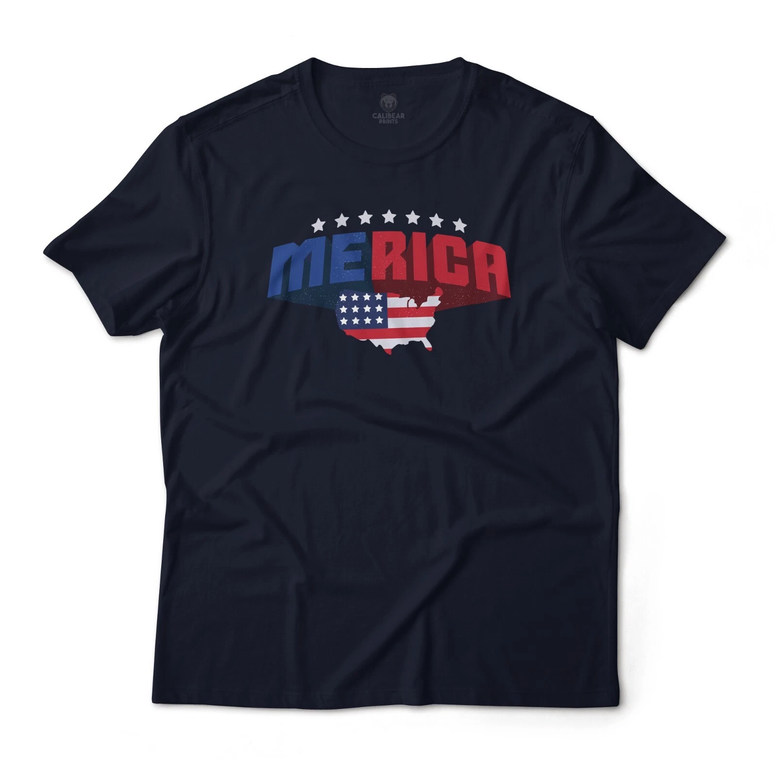Merica US Map Flag Graphic T-Shirt Unisex Lightweight Jersey Tee
