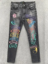 Switch Remarkable Jeans Mens 30x30 Slim Taper Hustle Paint Skater Y2K Graphic