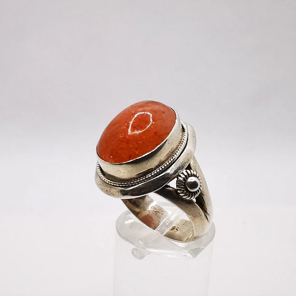 Art Deco Sonnenstein Damenring Ring Heilstein/Edelstein wunderschön 925 Silber - Bild 1 von 4
