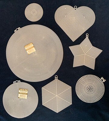 Plastic canvas shapes - Circle / Round , Heart, Hexagon, Star