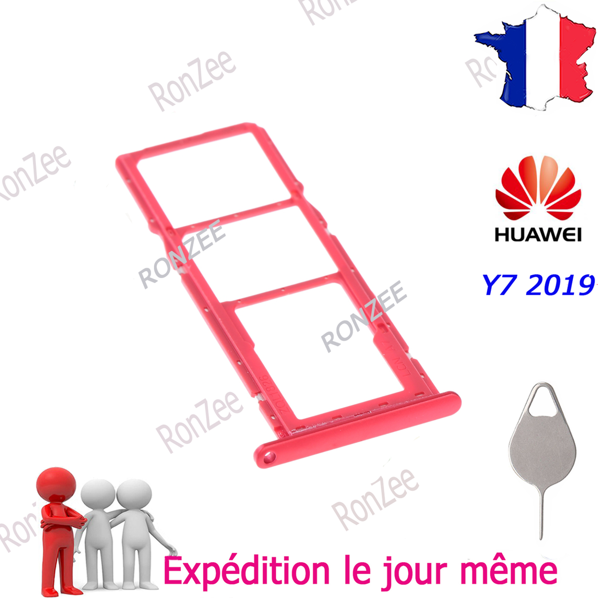 Tiroir Porte-SIM Et Carte SD Pour Huawei Mate 7 - Noir - Référence A-008-02-05 - Neuf