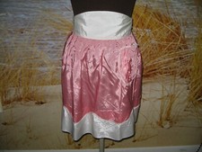 Vintage 50's Hostess Apron Pink White Taffeta Textron " Rare " Full Skirt Sash