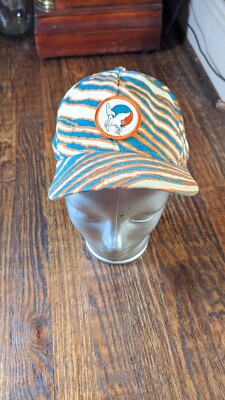 Vtg 90s Miami Dolphins Colors x Zubaz Snapback Cap Hat  AOP Zebra Print Rare