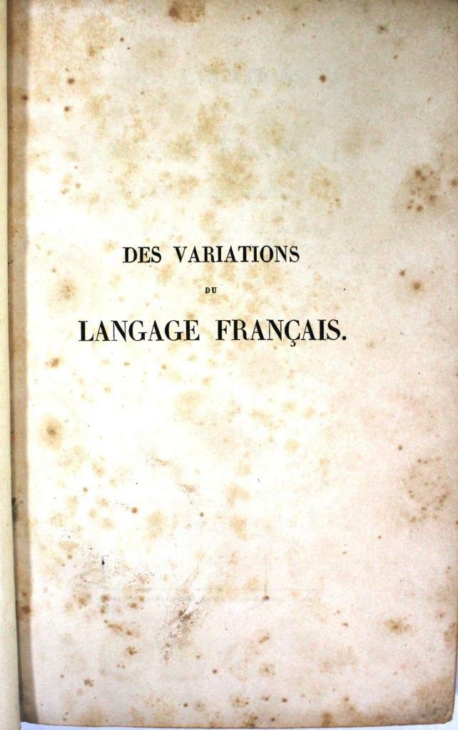 Des Variations Du Langage Francais by F. Genin | eBay
