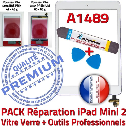 KIT Vitre Tactile iPad MINI A1489 Blanc Écran PREMIUM Assemblé Outils HOME IC - Photo 2/9