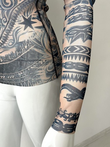 Autentico top donna Jean Paul Gaultier Lindex tatuaggio maglia manica lunga taglia XS - Foto 7 di 15