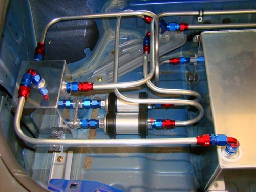 1.6L 54oz Alloy Dome Car Fuel Surge Tank Swirl Pot AN6/8 IN AN8 Out Barb adaptor - Picture 8 of 8