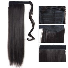 Long Straight Wrap Around Clip In Ponytail Hair Extension Heat Resistant Synthet