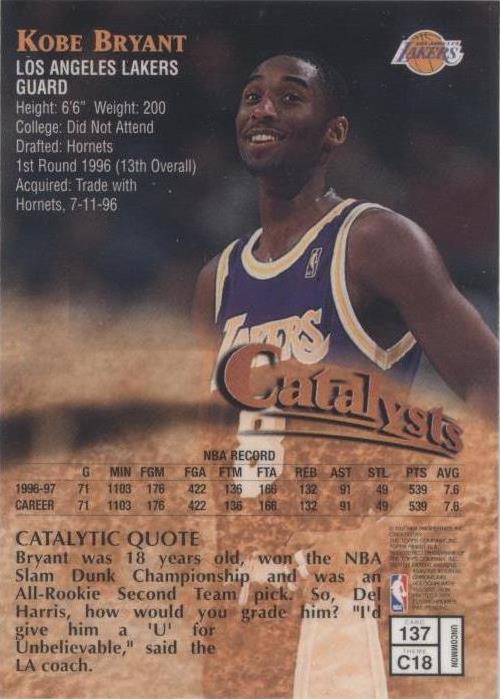 1997-98 Topps Finest - Kobe Bryant #137 for sale | eBay