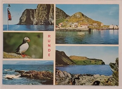 Postcard Runde SunnmoreNorway Norwegian Coast Puffin Posted 1987 Writing Stamped