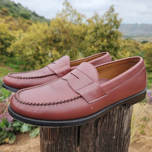 Brooks Brothers Penny Loafers 12 Burgundy Leather Hand Sewn