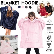 Adult Hooded Snuggle Blanket &Super Soft Fleece Sherpa Warm Wearable Hoodie Robe