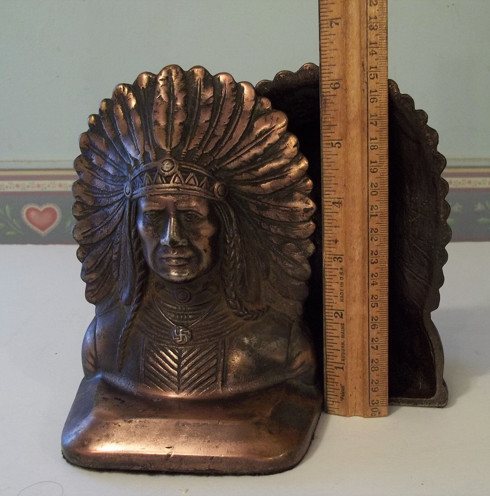 Vintage Cast Iron Bookends Native American Indian Chief Antique 1920s eBay