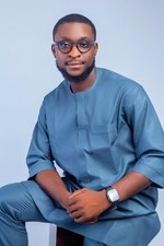 African Nigerian Senator Style Blue Long Shirt  Pants Outfit.