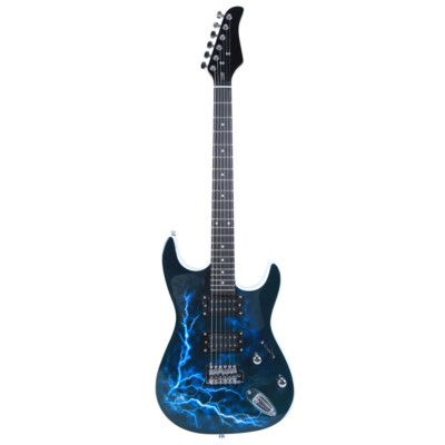 Blue Lightning Style Electric Guitar 6-Strings w/Power Cord/Strap