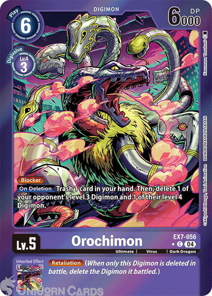EX7-056 Orochimon : Limited Common Foil Digimon Card : EX07: Digimon Liberator
