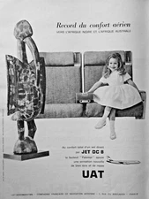 1961 UAT AIR COMFORT RECORD BY JET DC 8 PRESS AD - PALOMAR