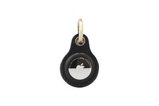Image of Airtag Case Keyring Genuine Leather with Brass Key Tag Apple Airtag Holder