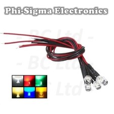 Pre-Wired Flat Top LEDs : 9v~12v : 3mm 5mm : Red,Blue,Green,Yellow,White