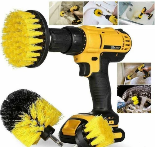 3PC Cleaning Drill Brush Cleaner Tool Electric Power Scrubber Kitchen Bath Car