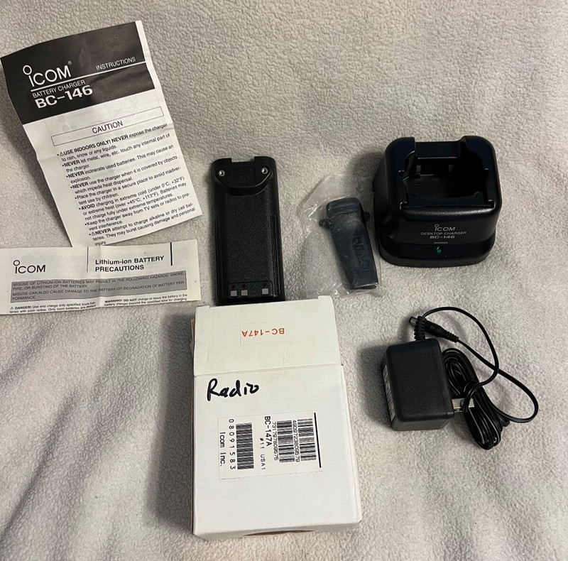 USED Ham Radio ICOM BC-147A Battery & Charger & Clip BC-146 BP-222N