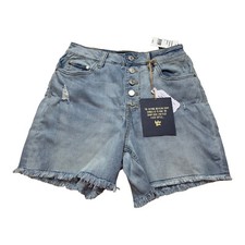 Indigo Rein NWT 9 W28 Junior Blue Super High Rise Relaxed Button Shorts 1478D