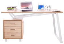 Techly Scrivania per Computer dal Design Moderno con Tre Cassetti Quercia