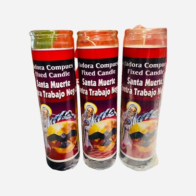 Set 12x Santa Muerte Contra Trabajo Negro Veladora Para Limpias,Santisima Muerte