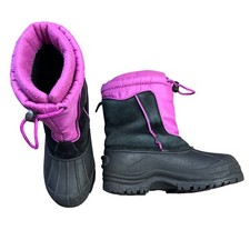 Totes Jean Snow Boots Girls Size 3 Slip On Bungee Closure Suede Leather FAIR
