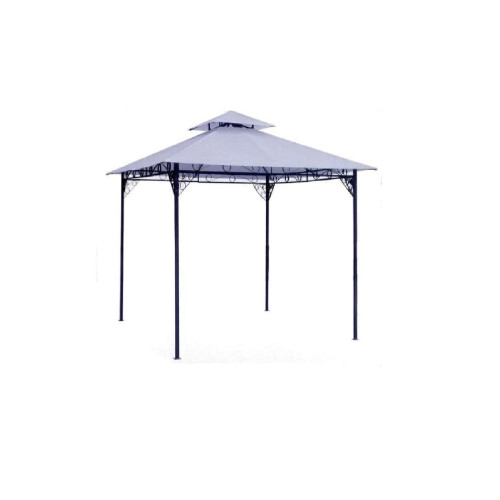Pavillon Aus Anthrazitfarbenem Aluminium Mit Bezug Aus Beigem Polyester...-image
