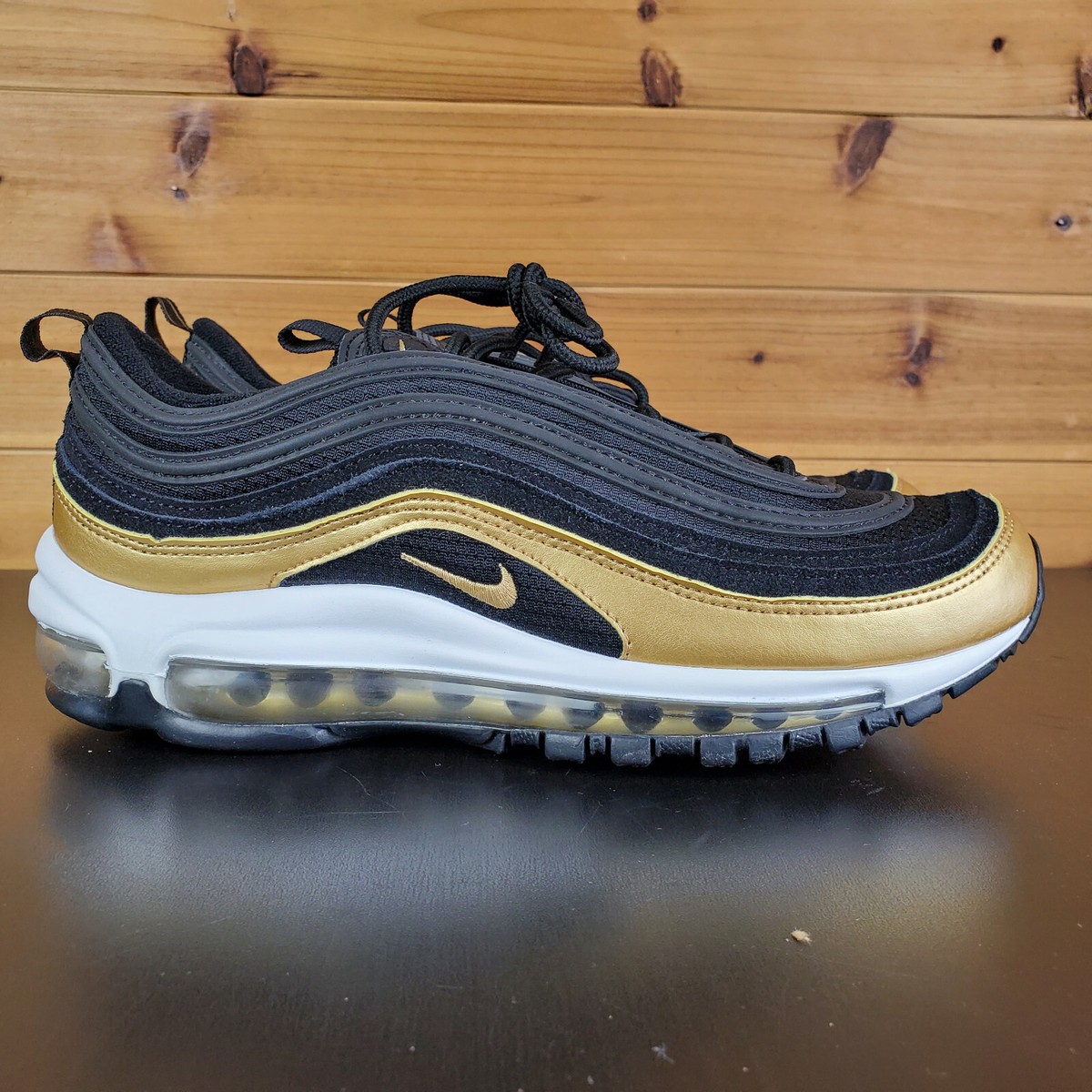 Nike Air Max 97 GS Black Gold Size 6.5Y Shoes 921522 014 Black