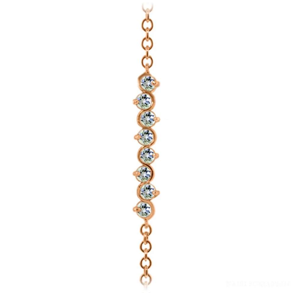 14K. SOLID GOLD BRACELET WITH NATURAL AQUAMARINES - Image 2 of 4