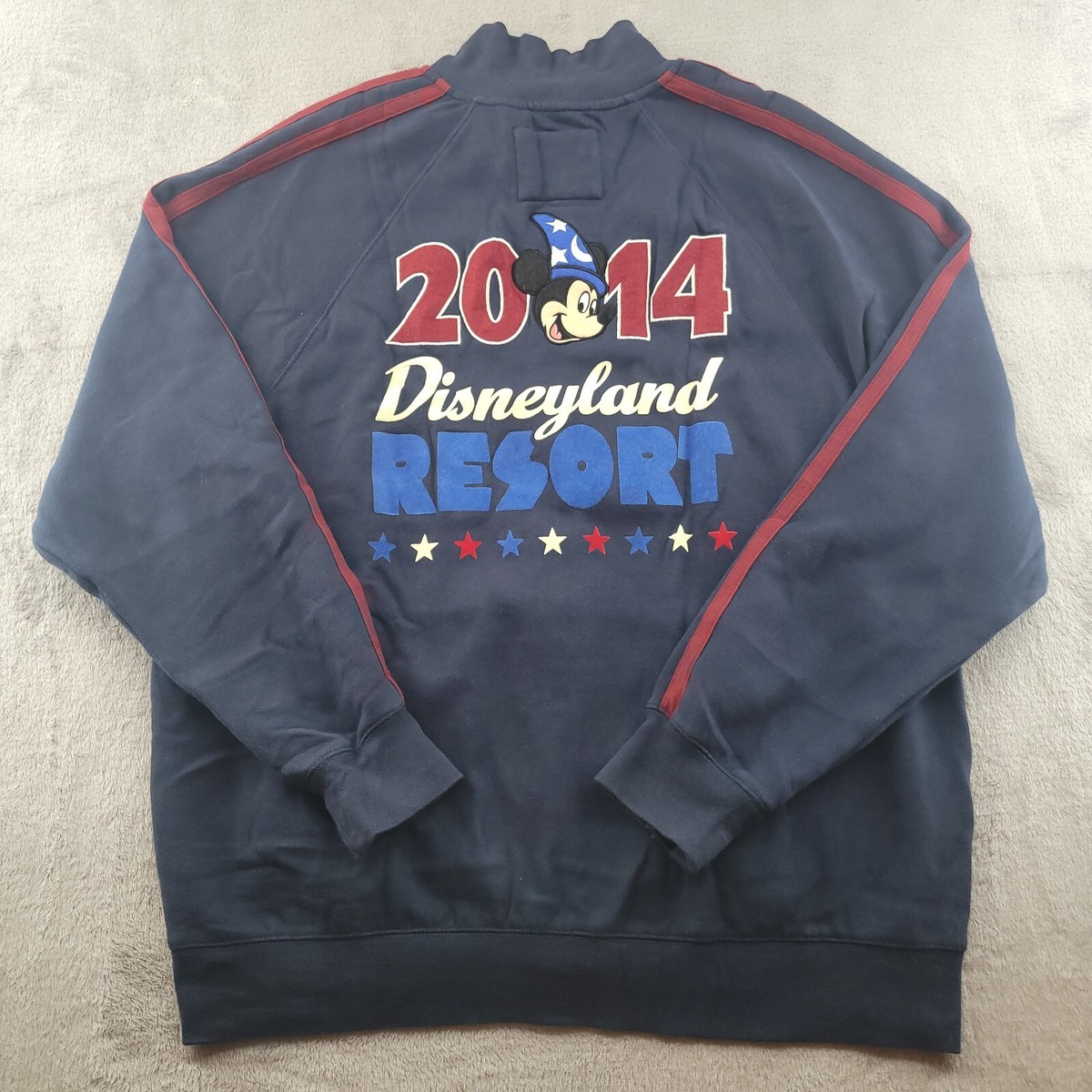 Disney Sweater Mens Large Blue 2014 Disney Land Resort Full Zip Sweatshirt