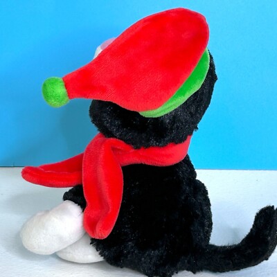RARE Vintage Walmart Black Cat Christmas Hat Scarf 7