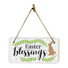 Easter Blessings 5x10 Hanging Wall or Door Sign  Religious Home Decor