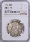 1952 NGC MS67FBL Franklin Half Dollar 50C, PCGS $1,800